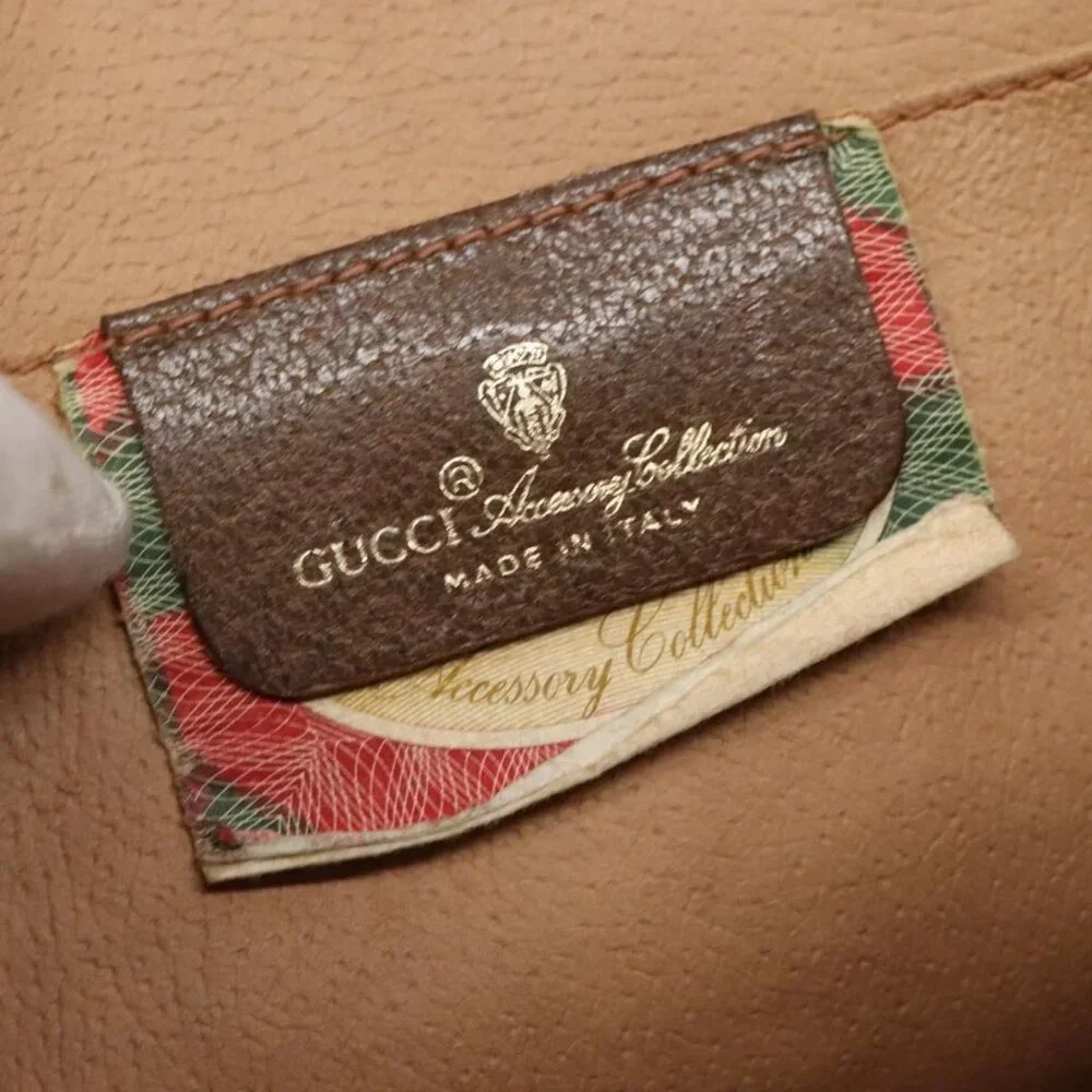 GUCCI GG Supreme Web Sherry Line Clutch Bag PVC Beige Gold 89 01 031 Auth 139970